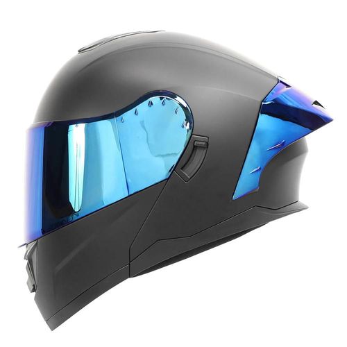 Casco moto l certificado abatible mica azul antirayadura