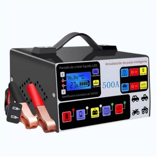Cargador De Baterías 12/24v Automotriz Moto Automático Negro