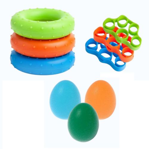 Ejercitador Dedos Mano Para Ejercicio, antiestrés 9pzs Multicolor