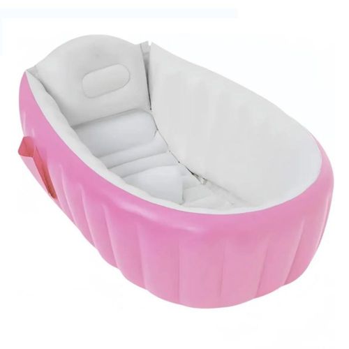 Bañera Inflable Plegable Bebé Kit De Reparación Y Bomba Rosa