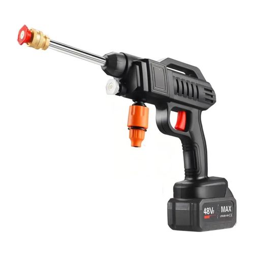 Pistola Inalámbrica Hidrolavadora Portátil Batería Litio 48v Negra 2 PILAS
