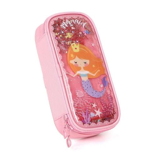 Lapicera De Gran Capacidad Para Niñas Sirena, Color Rosa