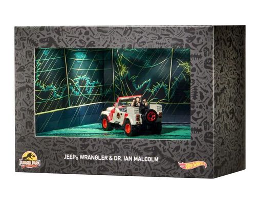 Vehículo de juguete Hot Wheels Jurassic Park: Jeep Wrangler y Dr. Ian Malcolm