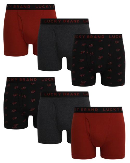 Pack de 6 calzoncillos tipo boxer Lucky Brand 15 cm algodón con bragueta