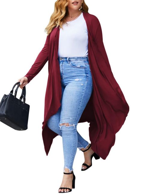 Cárdigan IN'VOLAND de Talla Grande con Manga Larga y Duster