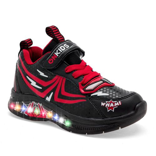 On Kids tenis para preescolar niño negro rojo cod 132691-C
