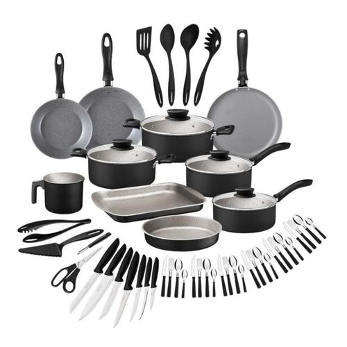 Batería de Cocina Tramontina Práctica Starflon Max 53 Piezas Negra.