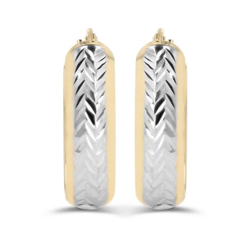 Arracadas Oro Amarillo 10K Con Platinado (16 X 12Mm Aprox)