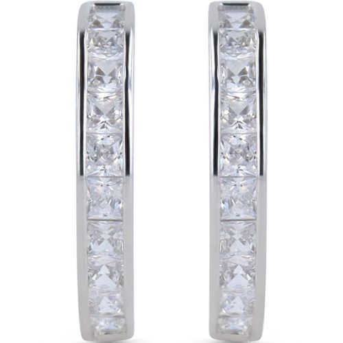 Arracadas De Oro Blanco 14K Con Zirconias (13Mm Aprox)