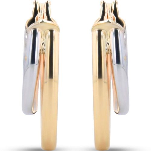 Arracadas Oro Amarillo Y Blanco 10K (15 X 11Mm Aprox)