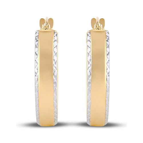 Arracadas De Oro Amarillo Con Platinado 10K (15Mm Aprox)