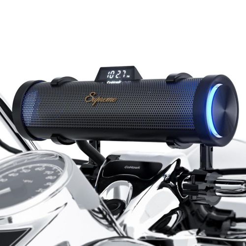 GoHawk Bocinas Bluetooth para Motocicleta – 6 Altavoces Estéreo para Motocicleta Con Soporte, Amplificador, FM USB LED - Negro