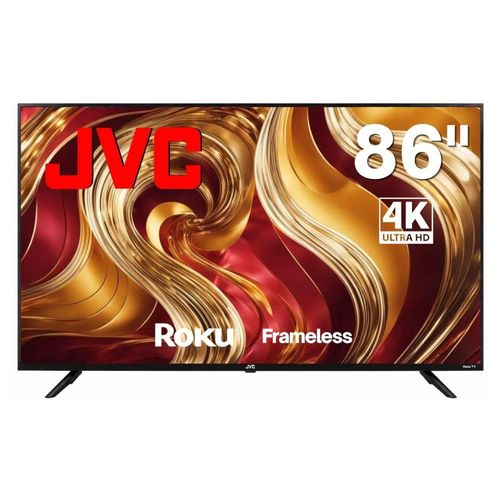 JVC Pantalla Televisión Smart TV 86 Pulgadas LED 4K UHD Roku Frameless Dolby Audio 3 HDMI 2 USB 1 AV SI86URF