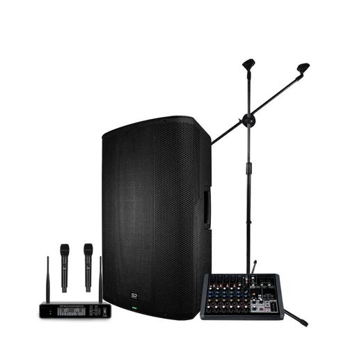 Kit bocina bafle alienpro sp15 elite mezcladora micrófonos