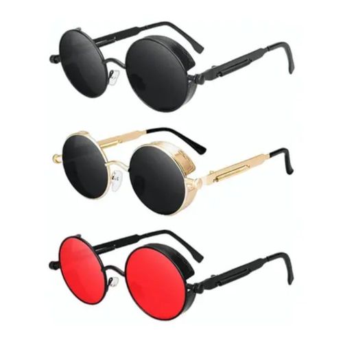 Lentes Sol Uv-400 Gafas Redondos Unisex 3 Piezas lente, Multicolor