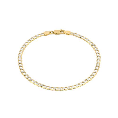 Pulso barbada diamantada 3.5 mm 18.5 cm oro sólido 14k
