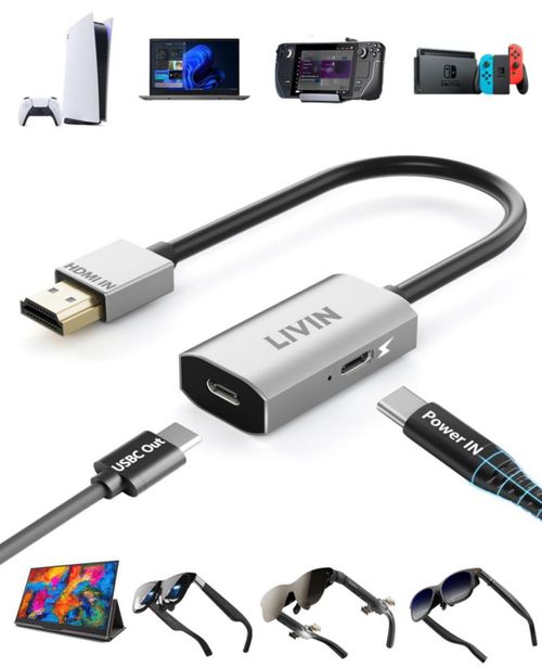 Adaptador HDMI a USB‑C LIVIN 4K@60Hz con Fuente de Alimentación