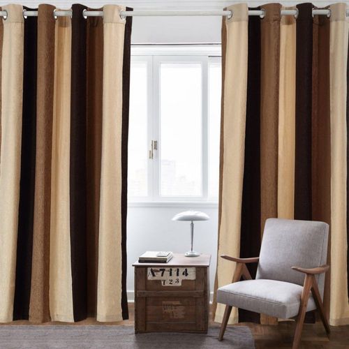 Cortinas VIAGL 137x241 cm Rayas Marrón de Chenille
