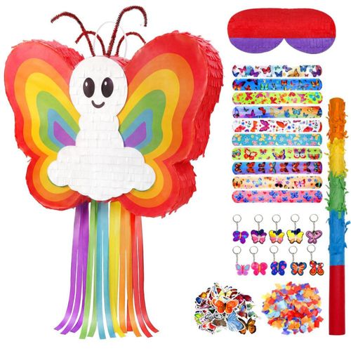 Set de Piñata POPCLAP Mariposa con Palo y Antifaz
