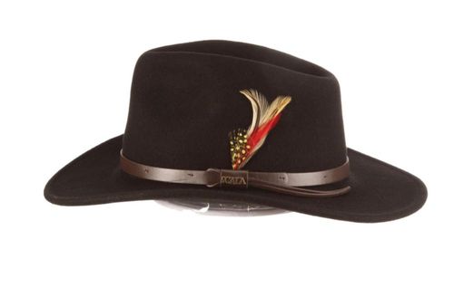 Sombrero de fieltro negro Scala Classico plegable XXX‑Grande para hombre