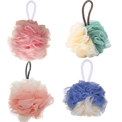 Esponja de baño SEVENHEAD 50 g Pack de 4 colores multicolores con malla