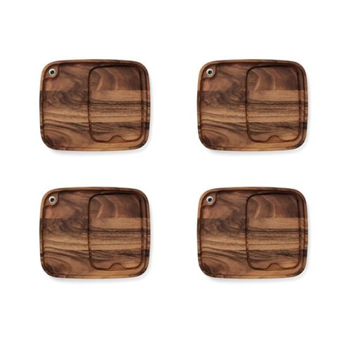 Juego de 4 platos para bistec Ironwood Gourmet 28 × 33 cm de madera de acacia