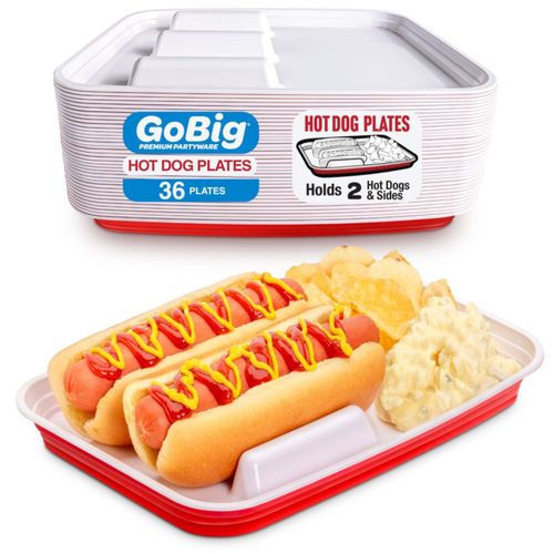 Bandeja desechable GoBig para hot dogs 28 × 20 cm (pack de 36) roja
