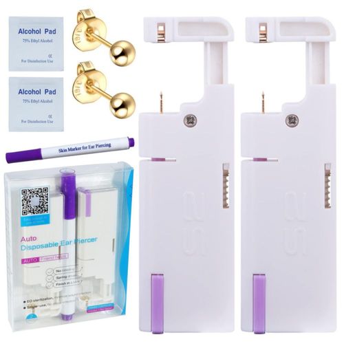 Kit de perforación de orejas Firstomato 2 unidades con pasadores de oro de 24 kt