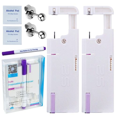 Kit de perforación de orejas Firstomato 2 piezas desechable plateado