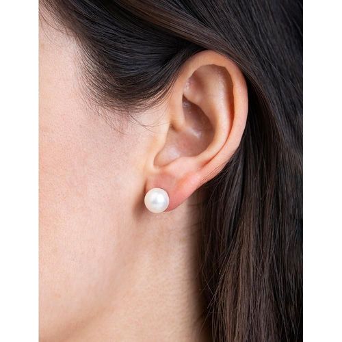 Aretes perla natural para dama oro sólido 14k
