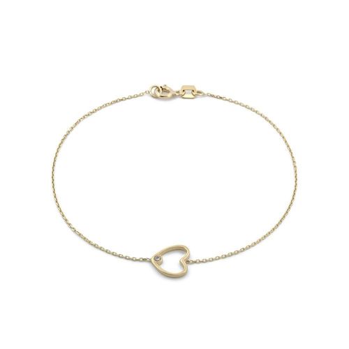 Pulsera corazón zirconia oro sólido 10k