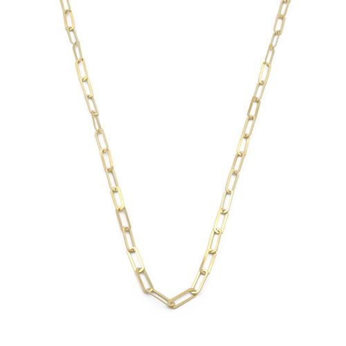 Cadena clip plana 60 cm de 5 por 2 mm oro sólido 14k