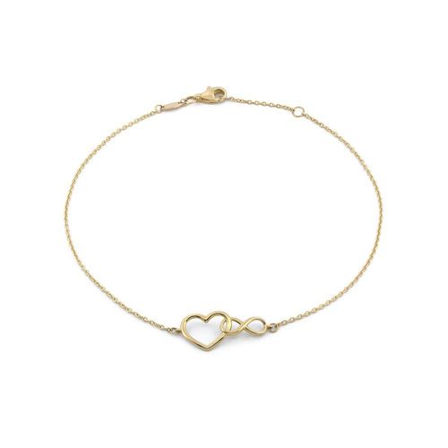 Pulsera tobillera corazon e infinito enlazados oro sólido 10k