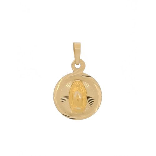 Medalla dije virgen de guadalupe facetada 1.5 cm oro sólido 14k