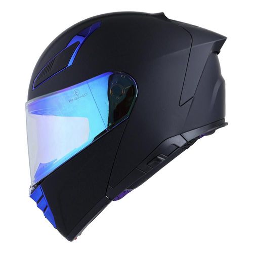 Casco bkr raven negro mate mica azul abatible svs