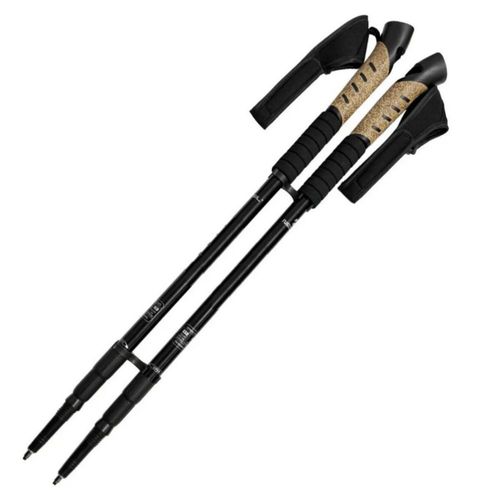 Bastones de Trekking Plegables de Aluminio Ajustable Pack de 2 Negro