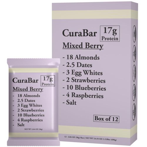 Barra de proteína CuraBar 12 unidades Sabor Frutos Rojos 17 g