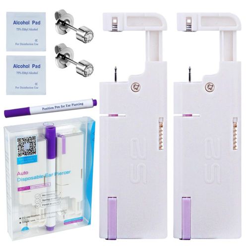 Kit de perforación de orejas Firstomato 2 uds desechable 3 mm plateado