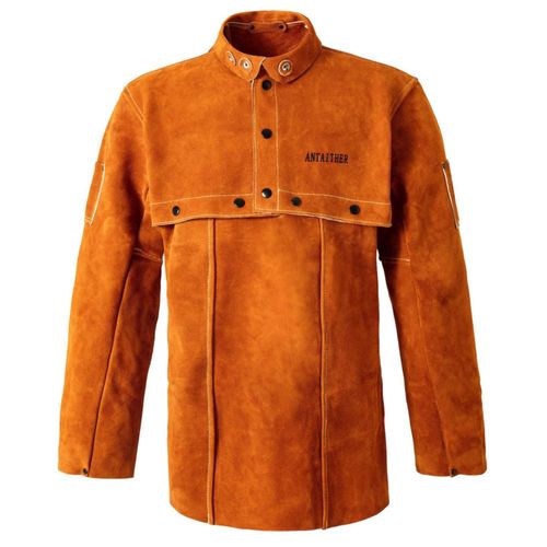 Capa de soldadura ANTAITHER de cuero marrón talla M con delantal de 20"