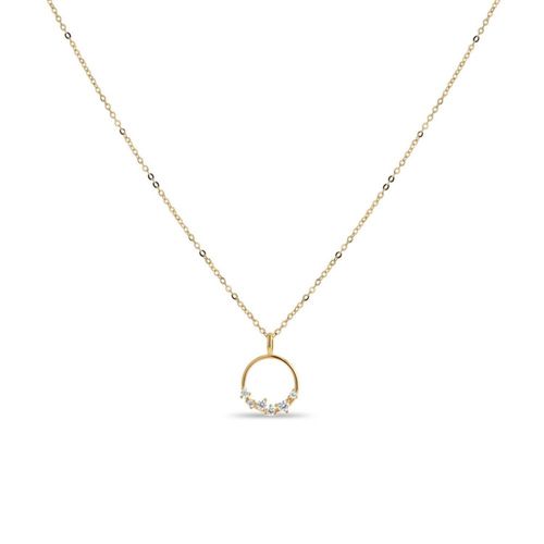 Dije De Oro Amarillo Con Cadena 10K Con Zirconias (42 + 3Cm Aprox)