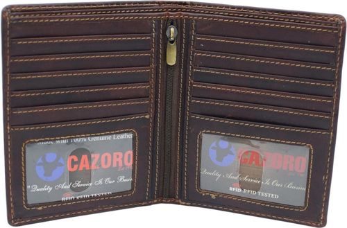 Cartera Marshal RFID de Cuero de Cordero Marrón