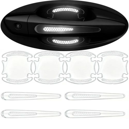 Protector de manija de puerta JRSMBCG 8 piezas transparente con efecto de fibra de carbono