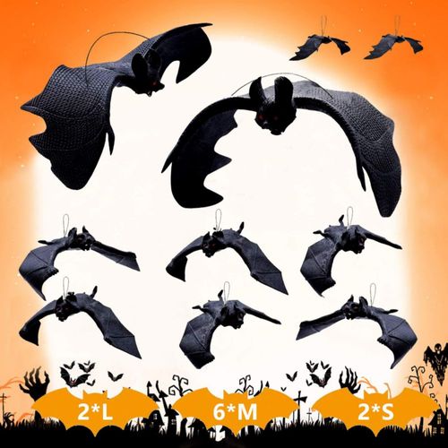 Murciélagos Colgantes Supersfel 10 piezas Decoración de Goma para Halloween