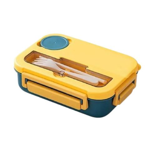 Lonchera Térmica Fiambrera Con Cubiertos 1300 Ml Amarillo