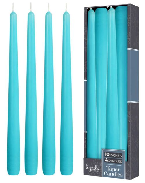 Velas tipo taper Hyoola 25 cm azul claro - paquete de 4