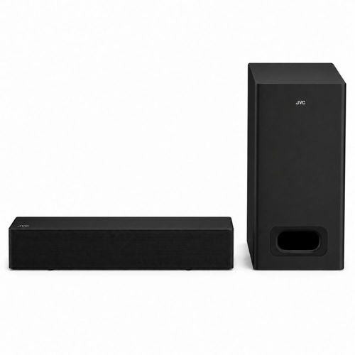 JVC Barra de Sonido 2.1 Canales Subwoofer Inalámbrico 85W RMS Bluetooth 5.3 HDMI ARC CEC Entrada Óptica AUX 3.5 mm Roku TV Ready Control Remoto SB116R