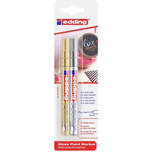 Marcador de pintura edding 780 – paquete de 2 (oro y plata)