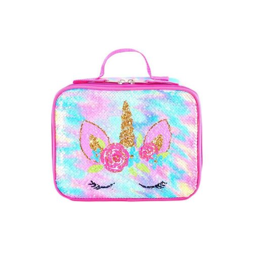 Lonchera KK CRAFTS 23x19x7 cm Unicornio Arcoíris con Lentejuelas