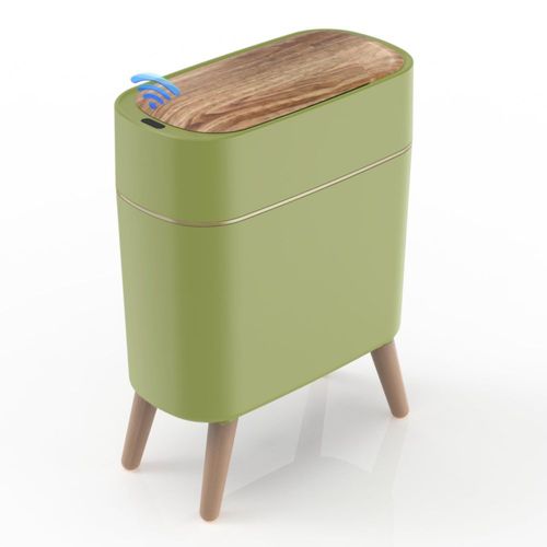 Cubo de basura automático suyika 10 L con acabado de madera