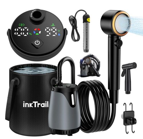 Ducha Portátil InkTrail para Camping con Calentador y Cubo